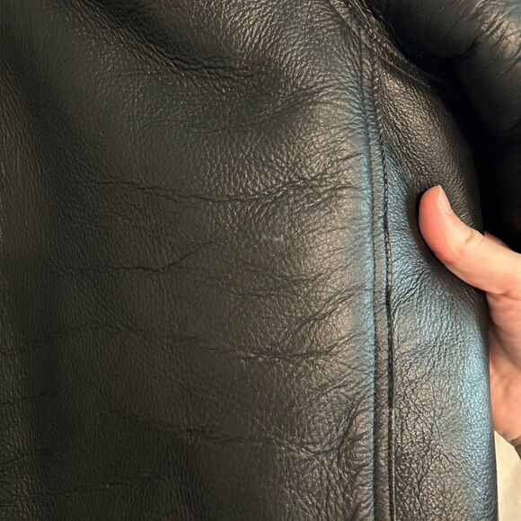 Acne Studios Velocite Leather Trimmed Shearling Jacket - Picture 11 of 12